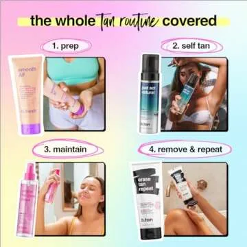 b.tan Clear Self Tanner Bronzing Water Foam | Just Act Natural - Best 1 Hour Express Sunless Tanning Mousse, Dark, Transfer-Free, Enriched With Coconut Water & Vitamin E, Face & Body, 6.7 Fl oz