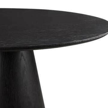 Uptown Club Mick Collection Round Dining Table for 4 with Elegant Black Wood 47.2" Circular Top, Stu...