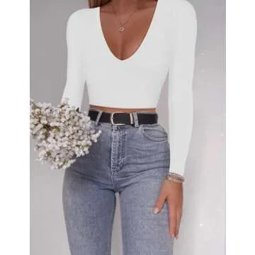 SAUNGKUAI Women's Trendy Long Sleeve Crop Top - X-Large