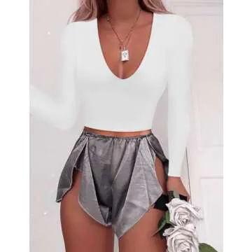 SAUNGKUAI Women's Trendy Long Sleeve Crop Top - X-Large