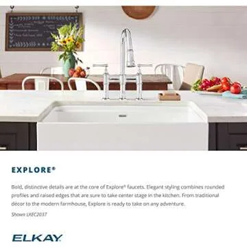 Elkay Explore LKEC2091PN Single Hole Wall Mount Pot Filler Kitchen Faucet with Lever Handles, Polished Nickel