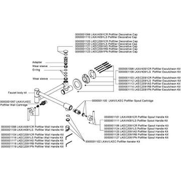 Elkay Explore LKEC2091PN Single Hole Wall Mount Pot Filler Kitchen Faucet with Lever Handles, Polished Nickel