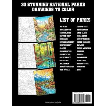 National Parks Coloring Book For Adults: With Facts and Colored Samples For Inspiration | Relaxing L...
