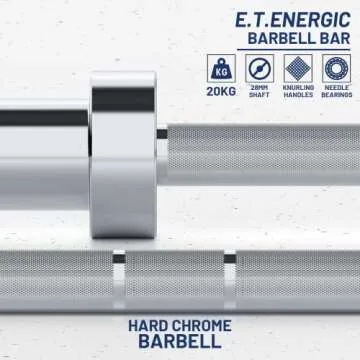 E.T.ENERGIC 7ft Olympic Barbell - 1500lbs Capacity