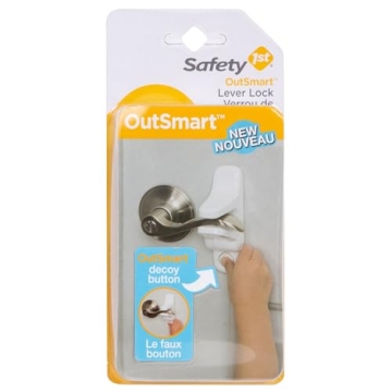 Safety 1st OutSmart Child Proof Door Lever Lock with Decoy Button, White, Easy Installation