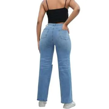 THUNDER STAR Women's High Waisted Wide Leg Jeans  Stretchy