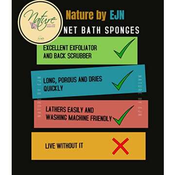 Nature by EJN - Customized N1 Weave Bath Sponge, Exfoliating Net Sponge for All Skin Types, 49" Long...