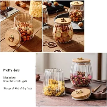Stylish Airtight Glass Storage Jars with Bamboo Lid Set