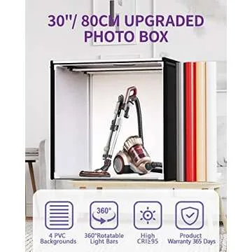 Photo Box, SAMTIAN Photo Light Box 32x32x32 Inches 126 LED Light Photo Studio Shooting Tent Tabletop...
