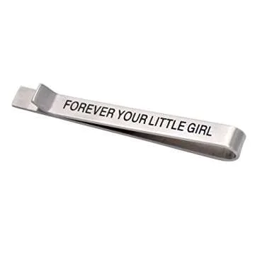 O.RIYA Gifts for him, Forever Your Little Girl Tie Bar Dad Parent Wedding Tie Clip Stainless Steel for Him Daddy Father Gift