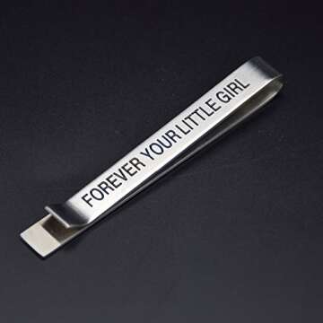 O.RIYA Gifts for him, Forever Your Little Girl Tie Bar Dad Parent Wedding Tie Clip Stainless Steel for Him Daddy Father Gift