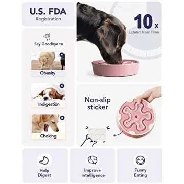 LE TAUCI Slow Feeder Dog Bowls Ceramic, 3 Cups Slow Feeding Dog Bowl Medium Large Breed, Maze Dog Bowl for Fast Eaters, Dog Dishes to Slow Down Eating, Puzzle Dog Food Bowl, Dog Maze Bowl, BloomPink