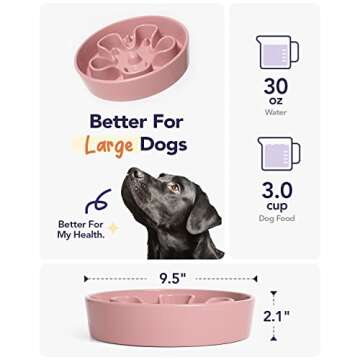 LE TAUCI Slow Feeder Dog Bowls Ceramic, 3 Cups Slow Feeding Dog Bowl Medium Large Breed, Maze Dog Bowl for Fast Eaters, Dog Dishes to Slow Down Eating, Puzzle Dog Food Bowl, Dog Maze Bowl, BloomPink