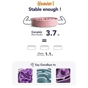 LE TAUCI Slow Feeder Dog Bowls Ceramic, 3 Cups Slow Feeding Dog Bowl Medium Large Breed, Maze Dog Bowl for Fast Eaters, Dog Dishes to Slow Down Eating, Puzzle Dog Food Bowl, Dog Maze Bowl, BloomPink