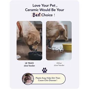 LE TAUCI Slow Feeder Dog Bowls Ceramic, 3 Cups Slow Feeding Dog Bowl Medium Large Breed, Maze Dog Bowl for Fast Eaters, Dog Dishes to Slow Down Eating, Puzzle Dog Food Bowl, Dog Maze Bowl, BloomPink