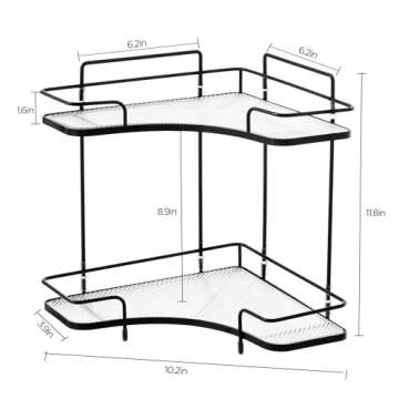 HBlife Bathroom Countertop Organizer 2 Tier Corner Makeup Organizer Luxury Perfume Tray Skincare Storage Cosmetic Organizer Bathroom Counter Shelf, Black