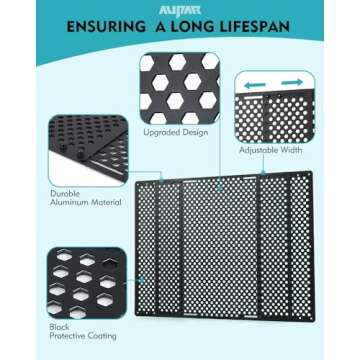 Aupar Aluminum Alloy RV Entry Screen Door Grille Adjusts from 22"- 31.5", Adjustable RV Door Screen Protector, Black
