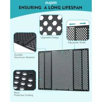 Aupar Aluminum Alloy RV Entry Screen Door Grille Adjusts from 22"- 31.5", Adjustable RV Door Screen Protector, Black