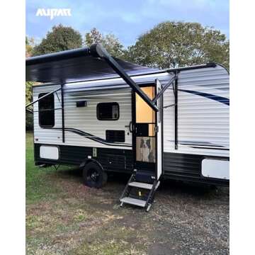 Aupar Aluminum Alloy RV Entry Screen Door Grille Adjusts from 22"- 31.5", Adjustable RV Door Screen Protector, Black