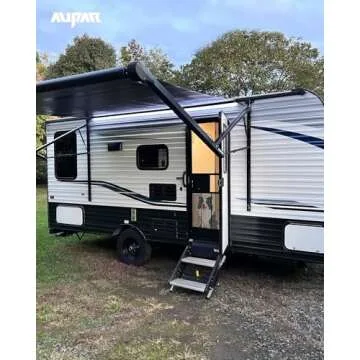 Aupar Aluminum Alloy RV Entry Screen Door Grille Adjusts from 22"- 31.5", Adjustable RV Door Screen Protector, Black