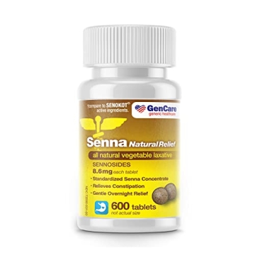 GenCare Senna Laxative 600 Tablets - Natural Relief for Constipation & Bloating
