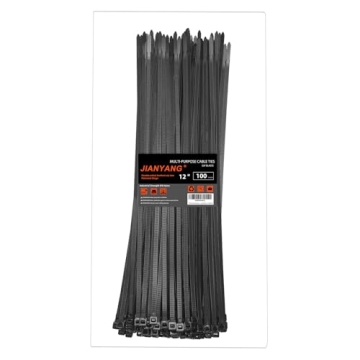 12 Inch Heavy Duty Zip Ties, 100 Pack - Strong 100 LBS Tensile Strength, Double Sided Toothed, Durab...