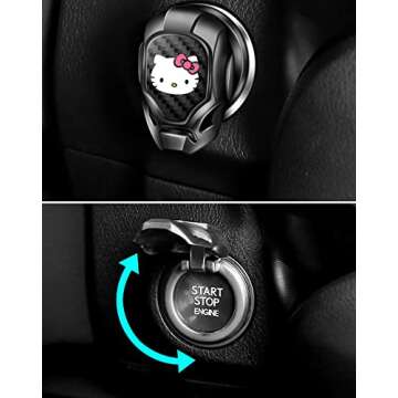 ERPAR for Hello Kitty Car Engine Start Button Cover General Motors Ignition Switch Decorative Cover, auto Interior Ignition Accessories, (ERPAR-101)
