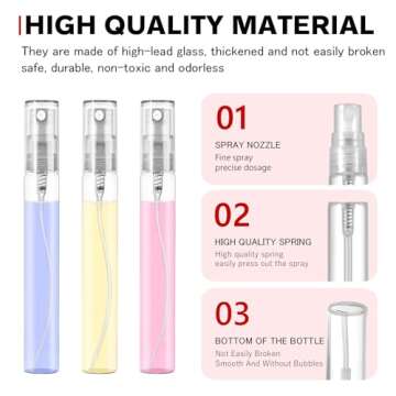 Csdtylh Mini Spray Bottle 10ml, Refillable Glass Spray Bottle, Glass Bottle Atomizer, Perfume Mouthwash Atomizer for Cleaning Refillable Container for Travel, Essential Oils, Perfume 40 Pcs, 10ml