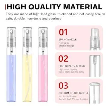 Csdtylh Mini Spray Bottle 10ml, Refillable Glass Spray Bottle, Glass Bottle Atomizer, Perfume Mouthwash Atomizer for Cleaning Refillable Container for Travel, Essential Oils, Perfume 40 Pcs, 10ml
