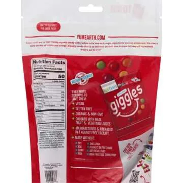 YumEarth Organic Fruit Flavored Giggles Chewy Candy Bites, 10-0.5 oz. Snack Packs, Allergy Friendly, Gluten Free, Non-GMO, Vegan, No Artificial Flavors or Dyes (Pack of 2)