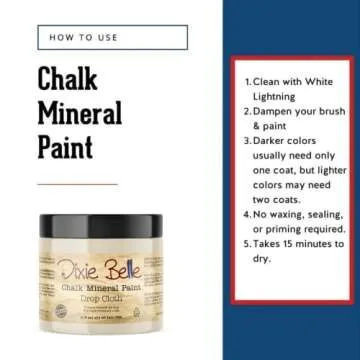 Dixie Belle Paint Company Chalk Finish Furniture Paint | Drop Cloth (16oz) | Matte Linen White Chic Chalk Mineral Paint | DIY Furniture Paint