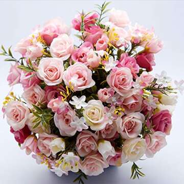 Flonding Wedding Bouquets Bride Bridal Artificial Roses Brooch Bouquet Romantic Bridesmaid Holding Flowers for Valentine's Day Confession Party Church (Pink)