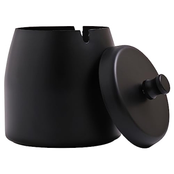 Extra Large Ashtray with Lid for Cigarettes – Windproof Stainless Steel Smokeless Design