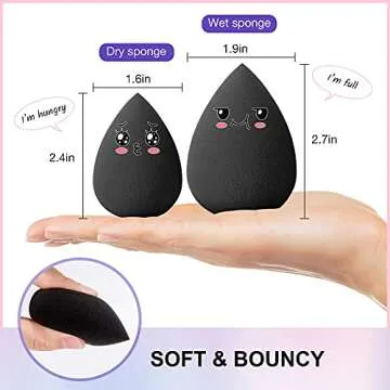 Hygea Beauty Makeup Sponge Blender Set of 5 - Non Latex, Soft, Black Foundation Blending Sponges for Cream, Powder and Liquid (Teardrop - Black)