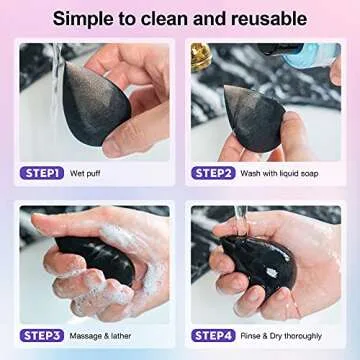 Hygea Beauty Makeup Sponge Blender Set of 5 - Non Latex, Soft, Black Foundation Blending Sponges for Cream, Powder and Liquid (Teardrop - Black)