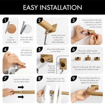 MERIVILLE Adjustable Wrap Around Blackout Curtain Rod