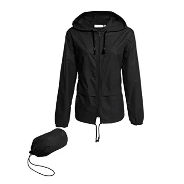 Hount Women's Lightweight Hooded Waterproof Packable Active Casual Rain Jacket for All Seasons