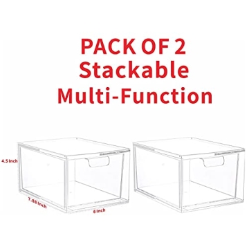 Yieach Stackable Makeup Organizer - Clear Storage Drawers