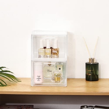 Yieach Stackable Makeup Organizer - Clear Storage Drawers
