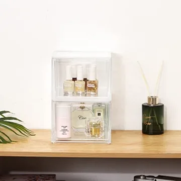 Yieach Stackable Makeup Organizer - Clear Storage Drawers