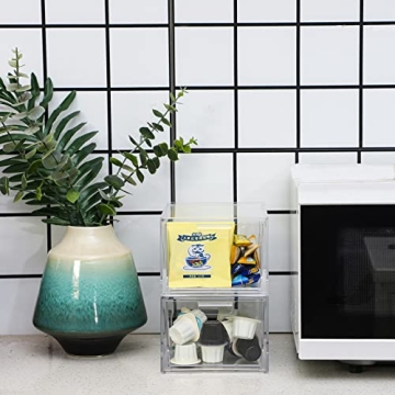 Yieach Stackable Makeup Organizer - Clear Storage Drawers