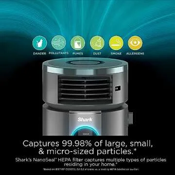 Shark 3 in 1 Air Purifiers for Home, Bedroom, or Office with HEPA Filter, Small Space Heater and Fan Combo, Filters Smoke, Covers up to 500 Sq Ft, Clean Sense Technology, Heat, Cool and Purify, HC452