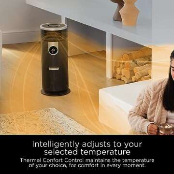 Shark 3 in 1 Air Purifiers for Home, Bedroom, or Office with HEPA Filter, Small Space Heater and Fan Combo, Filters Smoke, Covers up to 500 Sq Ft, Clean Sense Technology, Heat, Cool and Purify, HC452