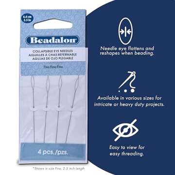 Beadalon Collapsible Eye Needles 2.5-Inch Medium