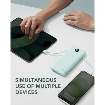 Compact VRURC 10000mAh Portable Charger with Built-in Cables