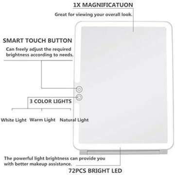 Compact Lighted Makeup Mirror - 72 LEDs, USB Rechargeable