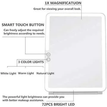 Compact Lighted Makeup Mirror - 72 LEDs, USB Rechargeable