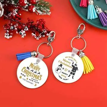 Hicarer Sublimation Blank Keychain Heat Transfer MDF DIY Double-Side Printed Keychain?56 Pieces? Multicolor