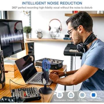 Microphone for Podcast, USB Microphone Kit for Phone, PC/Micro/Mac/Android,Professional Plug&Play Studio Microphone with Stand for Gaming, Online Chatting, Videos, Voice Overs, Streaming