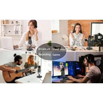 Microphone for Podcast, USB Microphone Kit for Phone, PC/Micro/Mac/Android,Professional Plug&Play Studio Microphone with Stand for Gaming, Online Chatting, Videos, Voice Overs, Streaming